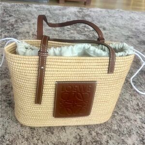 Loewe Brown Square Raffia Basket Bag